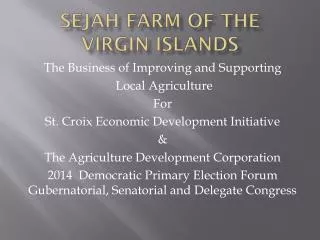 sejah farm of the virgin islands