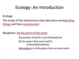 Ecology: An Introduction