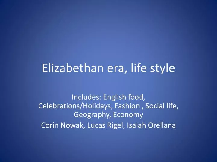 elizabethan era life style