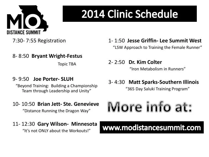 2014 clinic schedule