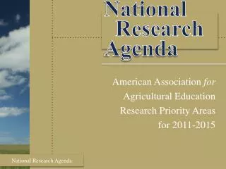 National Research Agenda