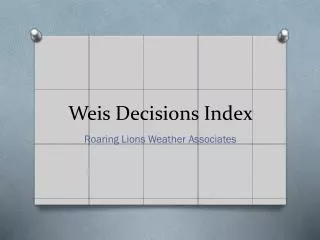 Weis Decisions Index