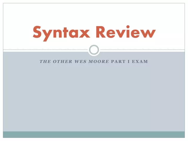 syntax review