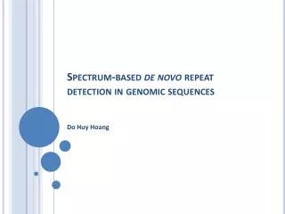 Spectrum-based de novo repeat detection in genomic sequences