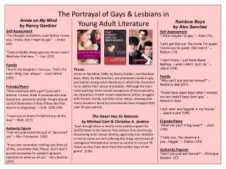The Portrayal of Gays &amp; Lesbians in Young Adult Literature