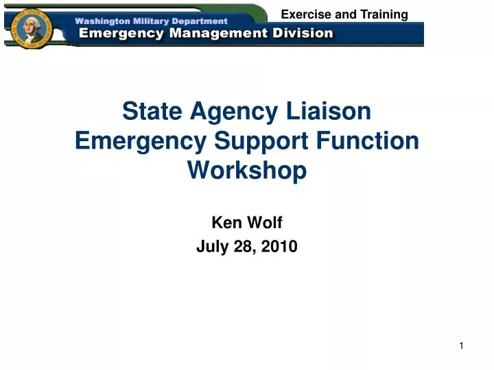state agency liaison emergency support function workshop