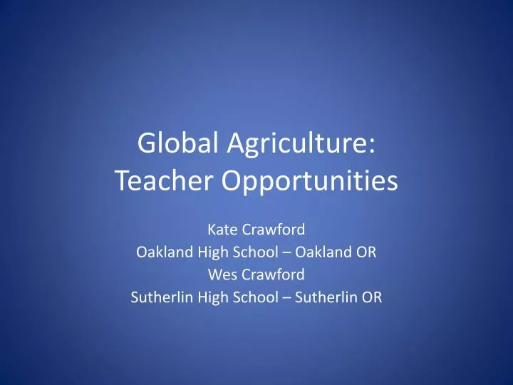 global agriculture teacher opportunities