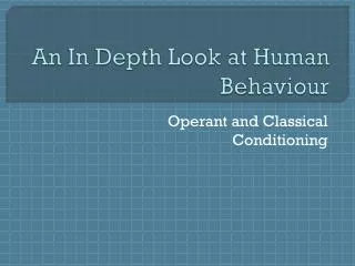 An In Depth Look at Human Behaviour