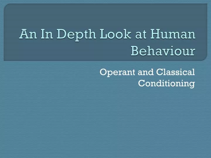 an in depth look at human behaviour