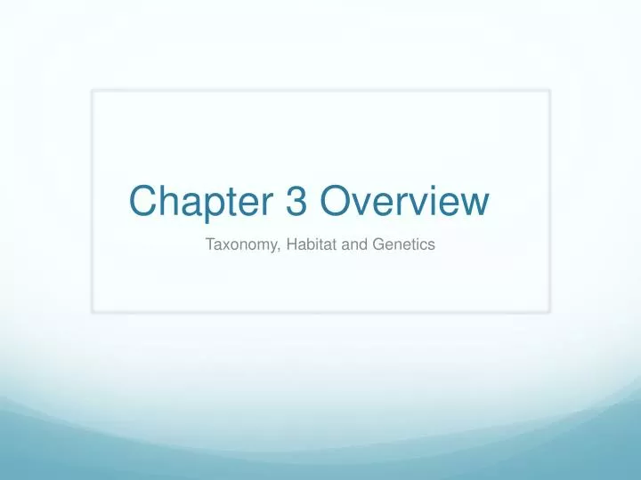 chapter 3 overview