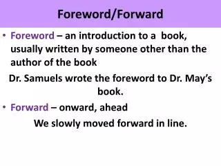 Foreword/Forward