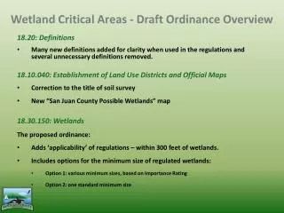 Wetland Critical Areas - Draft Ordinance Overview