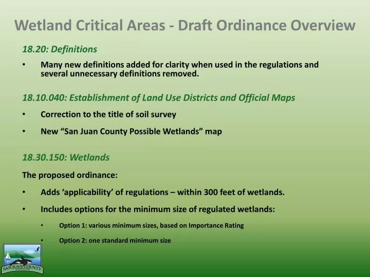 wetland critical areas draft ordinance overview