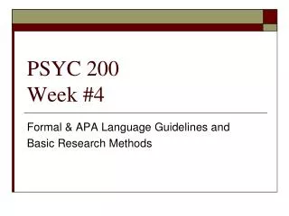PSYC 200 Week #4