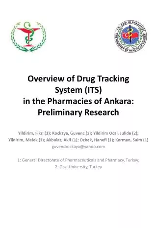 Overview of Drug Tracking System (ITS) in the Pharmacies of Ankara: Preliminary Research