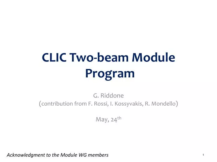 clic two beam module p rogram