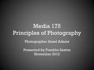 Media 175 Principles of Photography