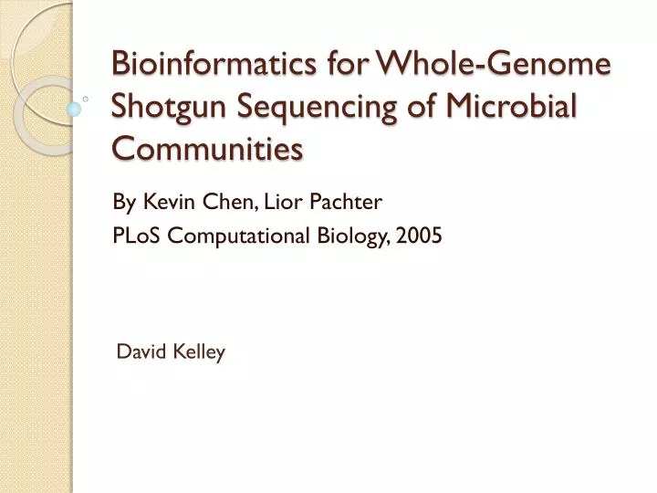 bioinformatics for whole genome shotgun sequencing of microbial communities