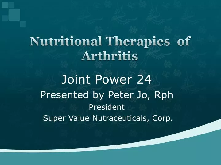 nutritional therapies of arthritis