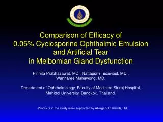 Comparison of Efficacy of 0.05 % Cyclosporine Ophthalmic Emulsion and Artificial Tear