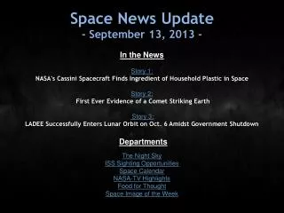Space News Update - September 13, 2013 -
