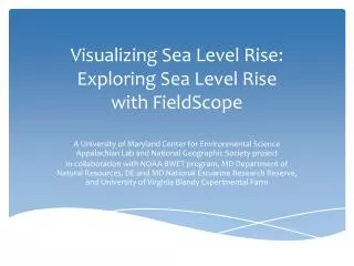 Visualizing Sea Level Rise: Exploring Sea Level Rise with FieldScope