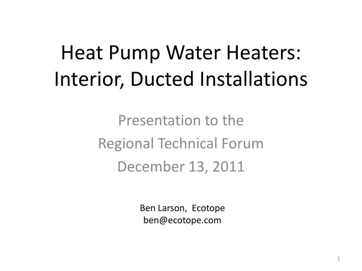heat pump water heaters interior ducted installations