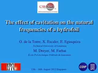 The effect of cavitation on the natural frequencies of a hydrofoil