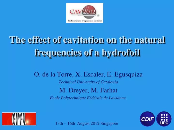 the effect of cavitation on the natural frequencies of a hydrofoil