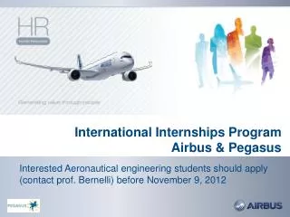 International Internships Program Airbus &amp; Pegasus