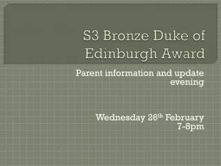 S3 Bronze Duke of Edinburgh Award