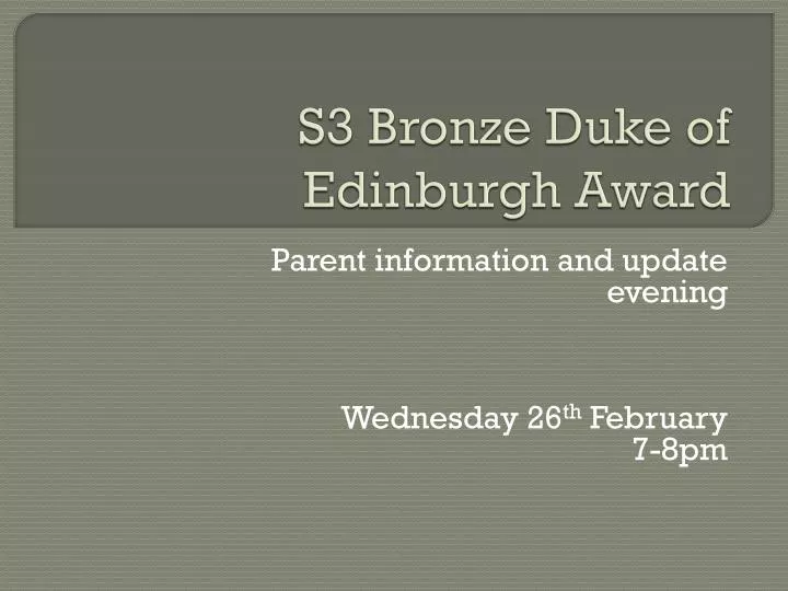 s3 bronze duke of edinburgh award