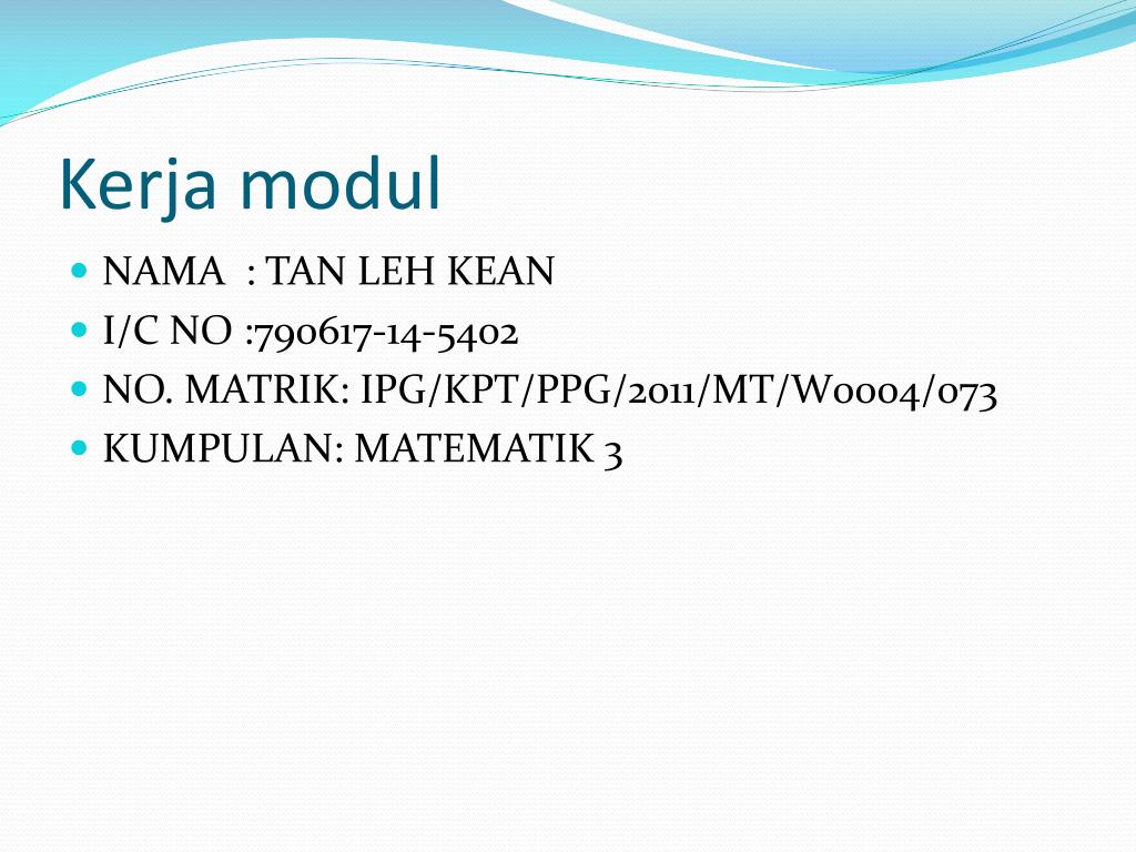 PPT - Kerja modul PowerPoint Presentation, free download - ID:2377243