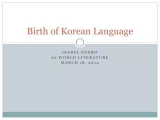 Birth of Korean Language