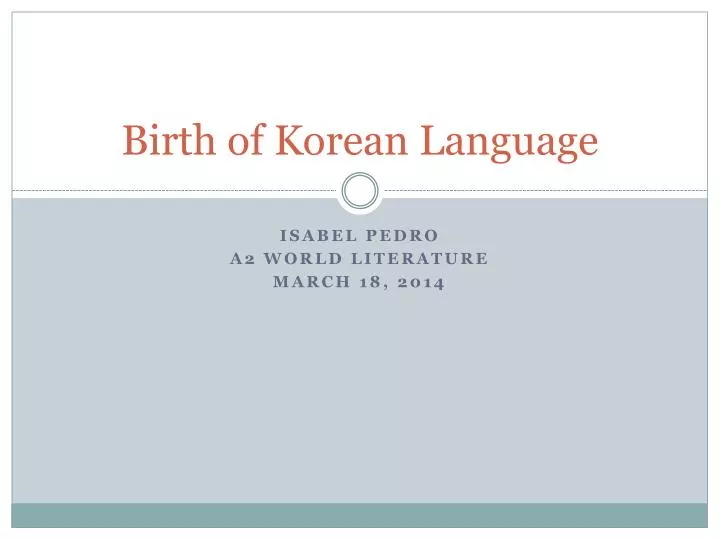 birth of korean language