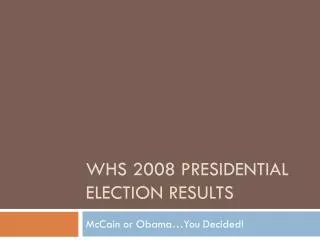 WHS 2008 Presidential election results