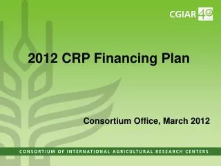 2012 CRP Financing Plan