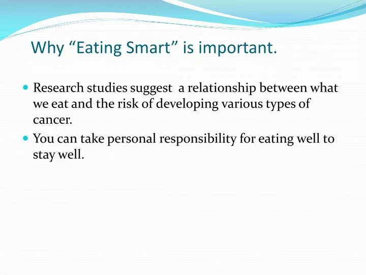 why eating smart is important