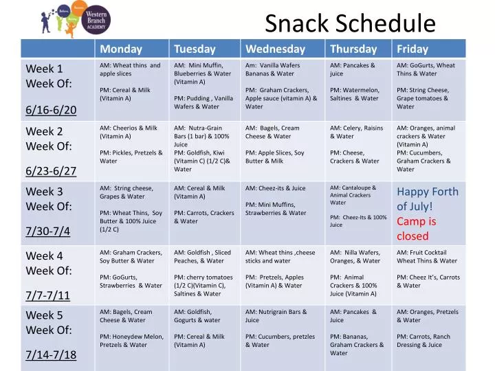 snack schedule