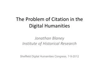 Sheffield Digital Humanities Congress, 7-9-2012