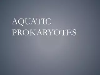 Aquatic Prokaryotes