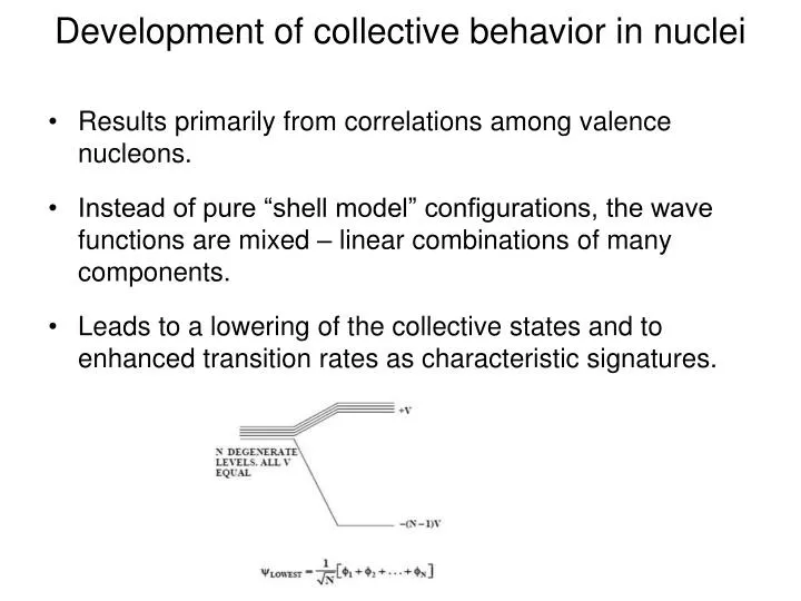 development of collective behavior in nuclei