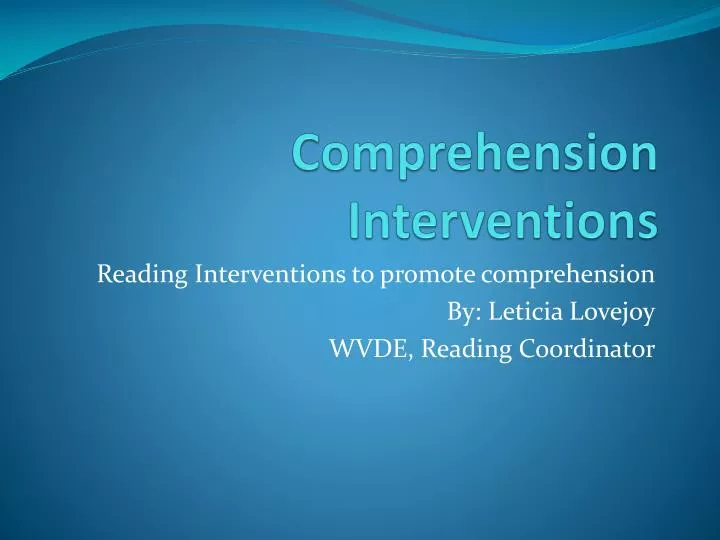 comprehension interventions