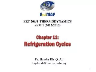 ERT 206/4 THERMODYNAMICS SEM 1 (2012/2013)