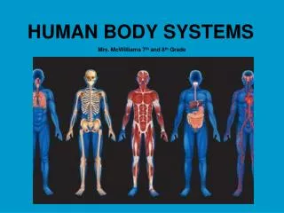 HUMAN BODY SYSTEMS Mrs. McWilliams 7 th and 8 th Grade