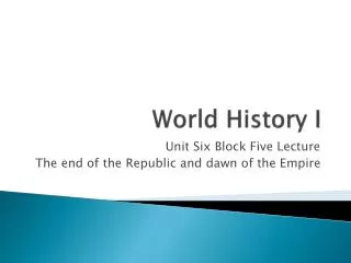 World History I