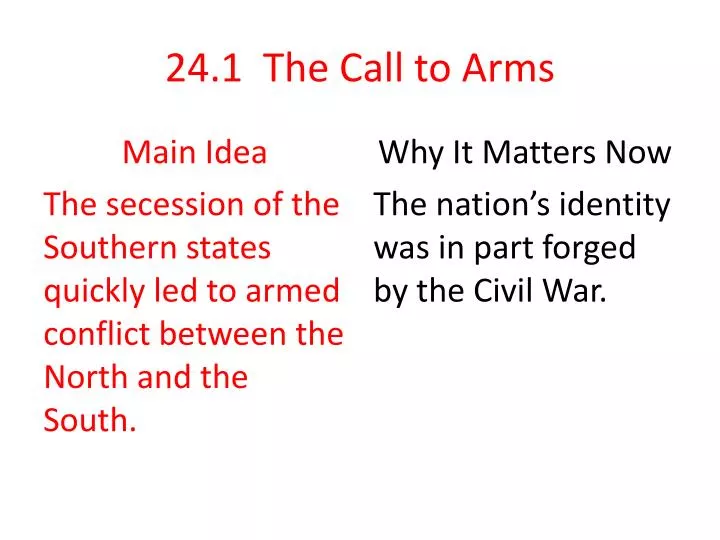 24 1 the call to arms