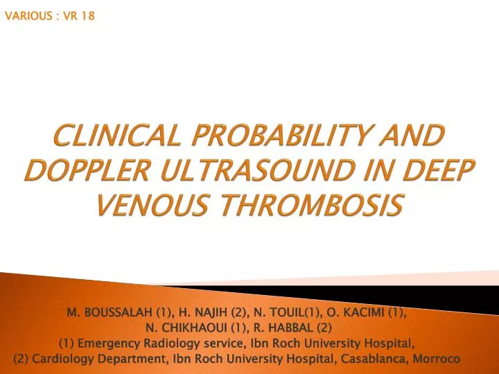 clinical probability and doppler ultrasound in deep venous thrombosis