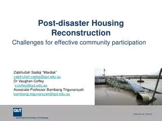 Post-disaster Housing Reconstruction