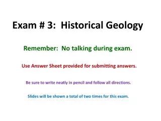 Exam # 3: Historical Geology